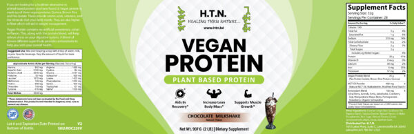 2lb Organic Vegan Protein, Chocolate Milkshake - 28 servings - Image 2